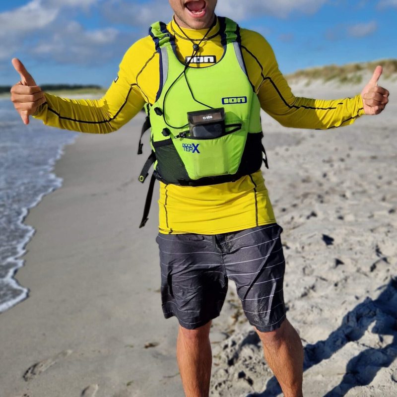a man standing on a beach